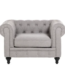 Sessel Polsterbezug Hellgrau Chesterfield