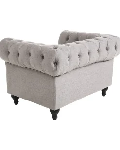 Sessel Polsterbezug Hellgrau Chesterfield
