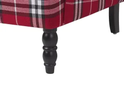 Sessel Polsterbezug Rot-Schwarz Kariertes Muster Plus Hocker Sandset