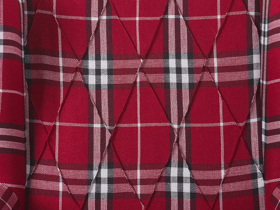Sessel Polsterbezug Rot-Schwarz Kariertes Muster Plus Hocker Sandset