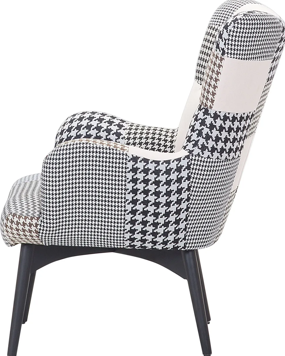 Sessel Polsterbezug Schwarz-Weis Plus Hocker Vejle