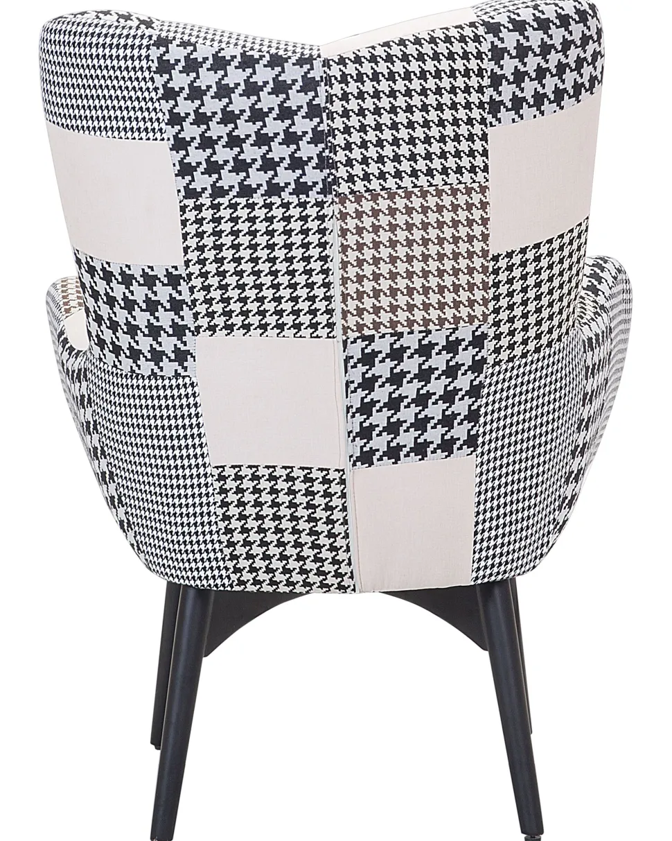 Sessel Polsterbezug Schwarz-Weis Plus Hocker Vejle