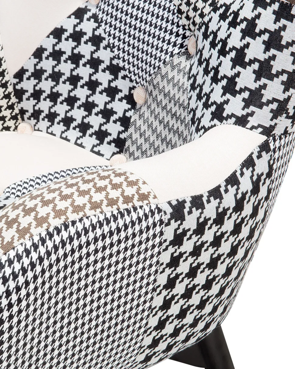 Sessel Polsterbezug Schwarz-Weis Plus Hocker Vejle