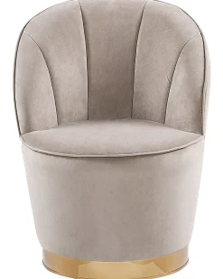 Sessel Samtstoff Beige / Gold Halbrund Alby