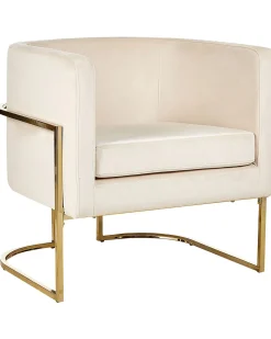 Sessel Samtstoff Beige Goldenes Gestell Sirkka