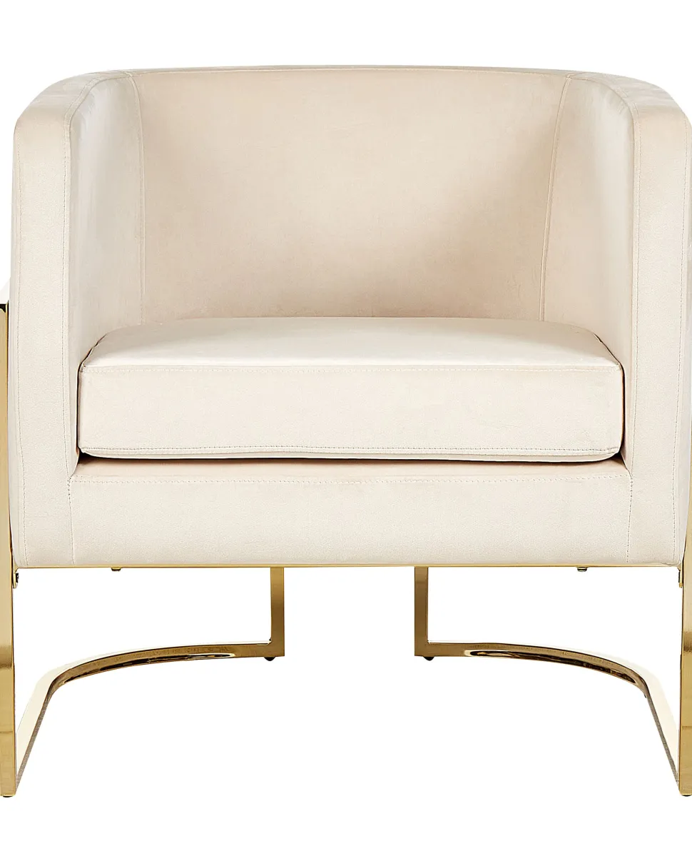 Sessel Samtstoff Beige Goldenes Gestell Sirkka