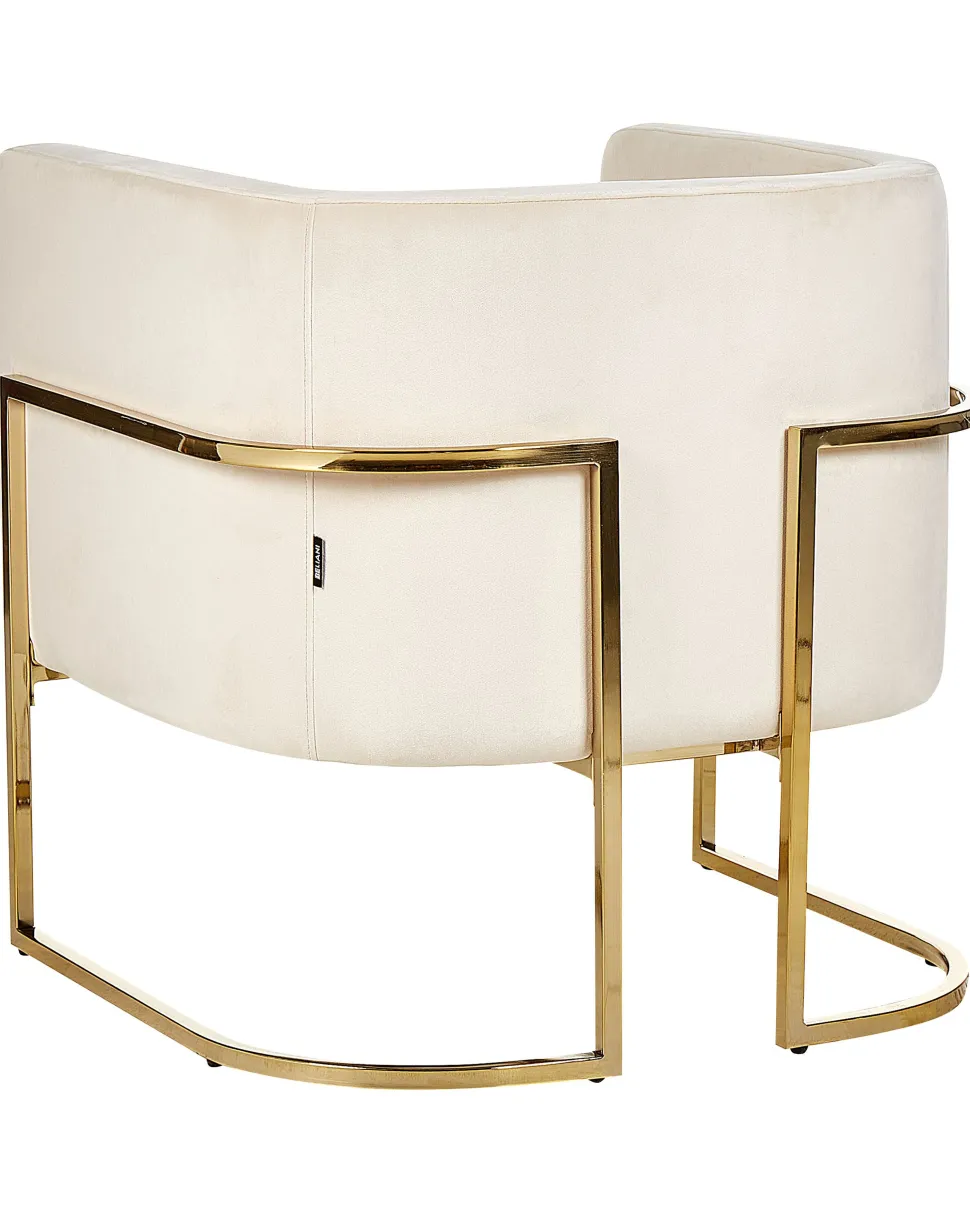 Sessel Samtstoff Beige Goldenes Gestell Sirkka