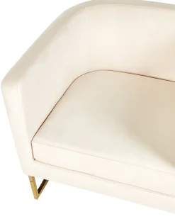 Sessel Samtstoff Beige Goldenes Gestell Sirkka