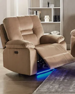 Sessel Samtstoff Beige Led-Beleuchtung Usb-Port Elektrisch Verstellbar Bergen