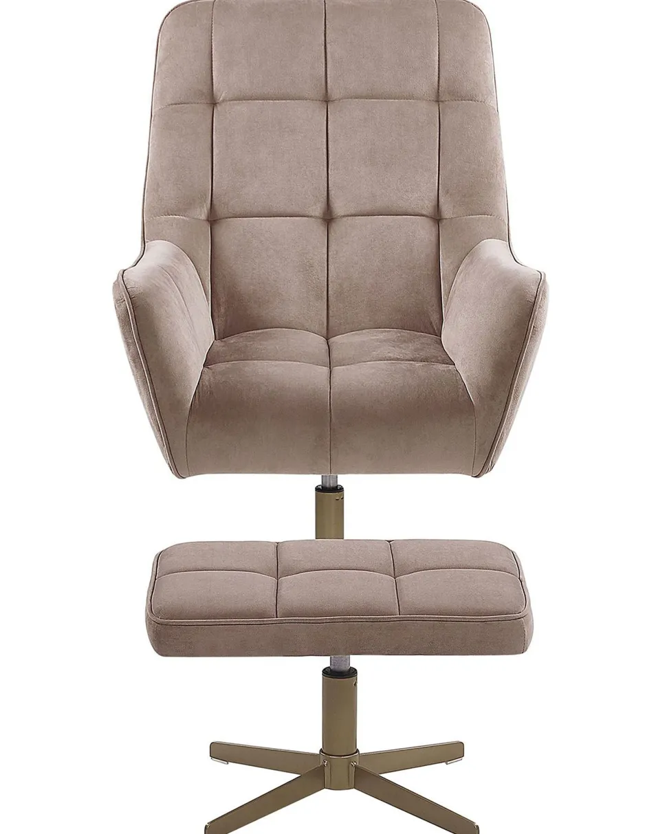 Sessel Samtstoff Beige Steppung Mit Hocker Molle