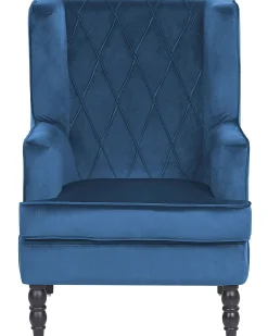 Sessel Samtstoff Blau Plus Hocker Sandset
