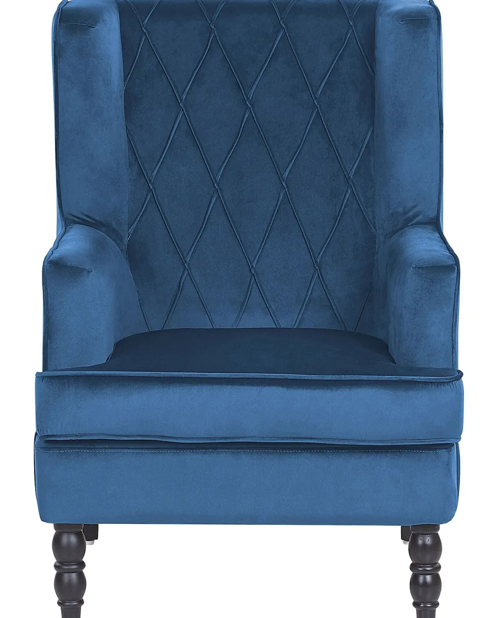 Sessel Samtstoff Blau Plus Hocker Sandset