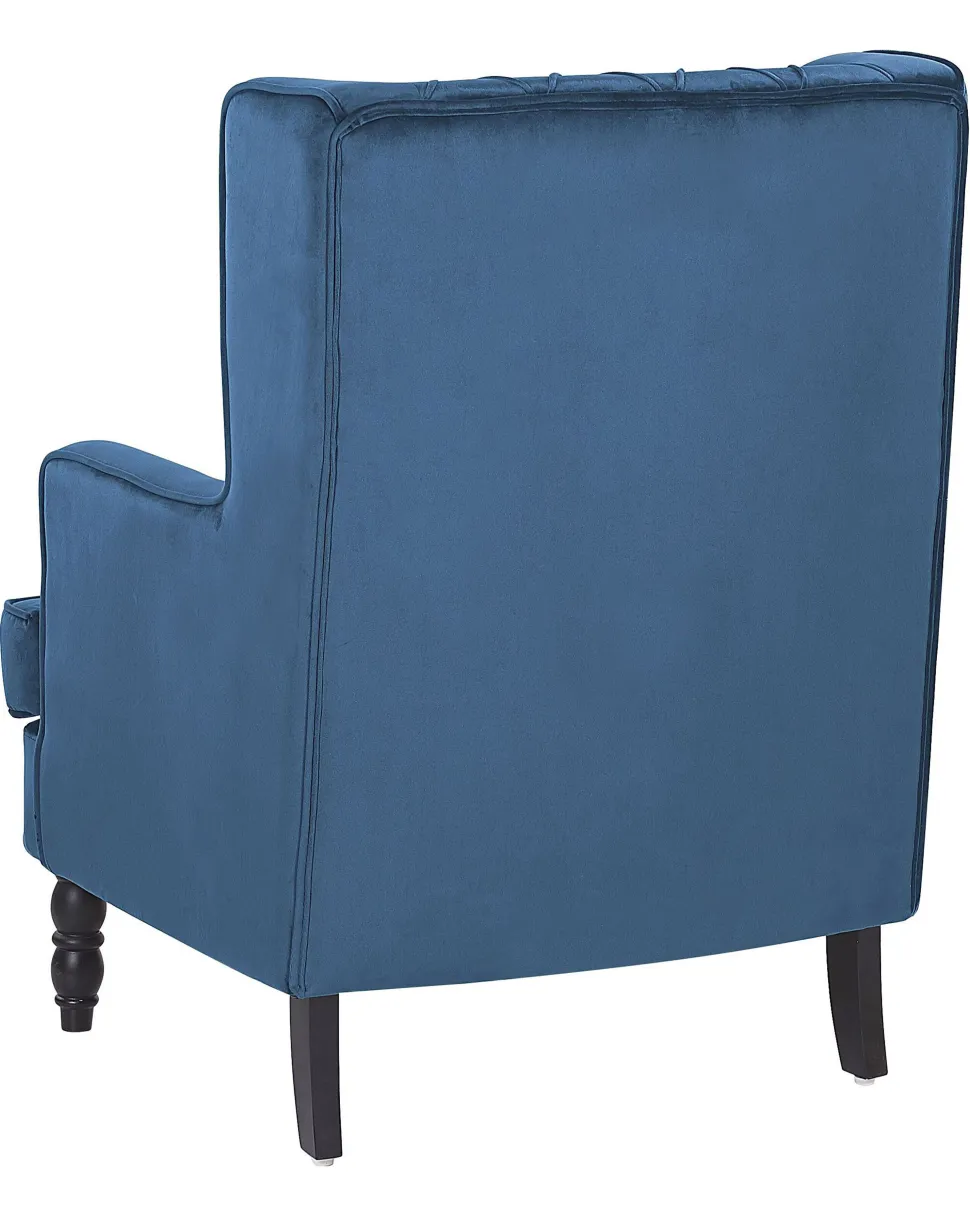 Sessel Samtstoff Blau Plus Hocker Sandset