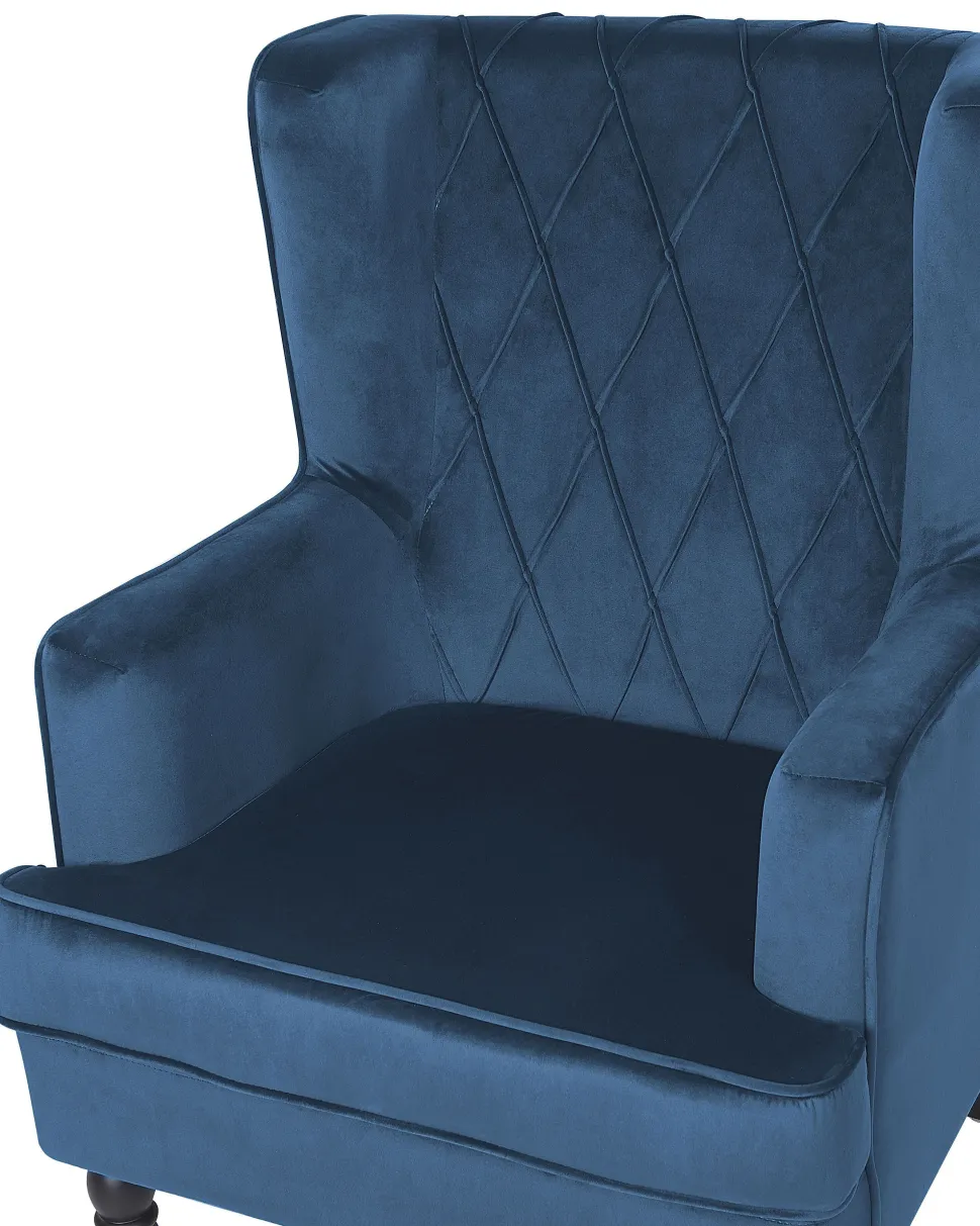 Sessel Samtstoff Blau Plus Hocker Sandset