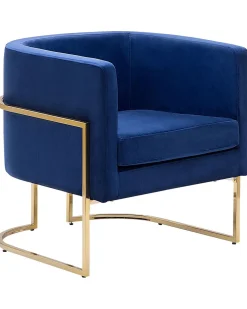 Sessel Samtstoff Dunkelblau Goldenes Gestell Sirkka
