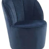Sessel Samtstoff Dunkelblau / Gold Halbrund Alby