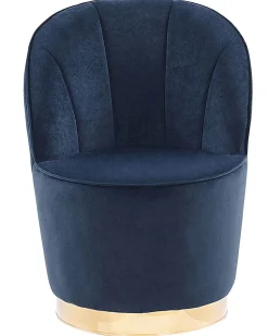 Sessel Samtstoff Dunkelblau / Gold Halbrund Alby