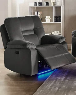 Sessel Samtstoff Dunkelgrau Led-Beleuchtung Usb-Port Elektrisch Verstellbar Bergen