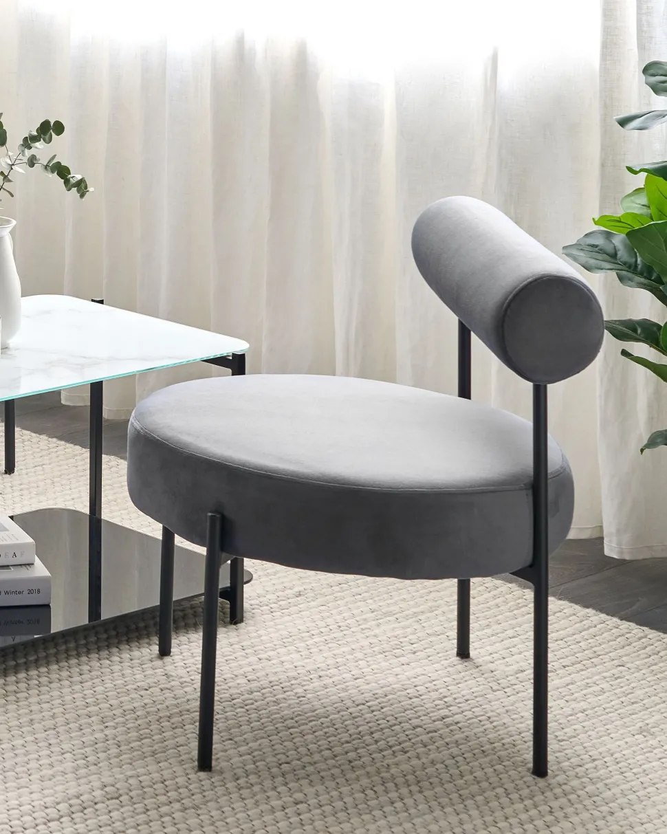 Sessel Samtstoff Grau / Schwarz Alpha
