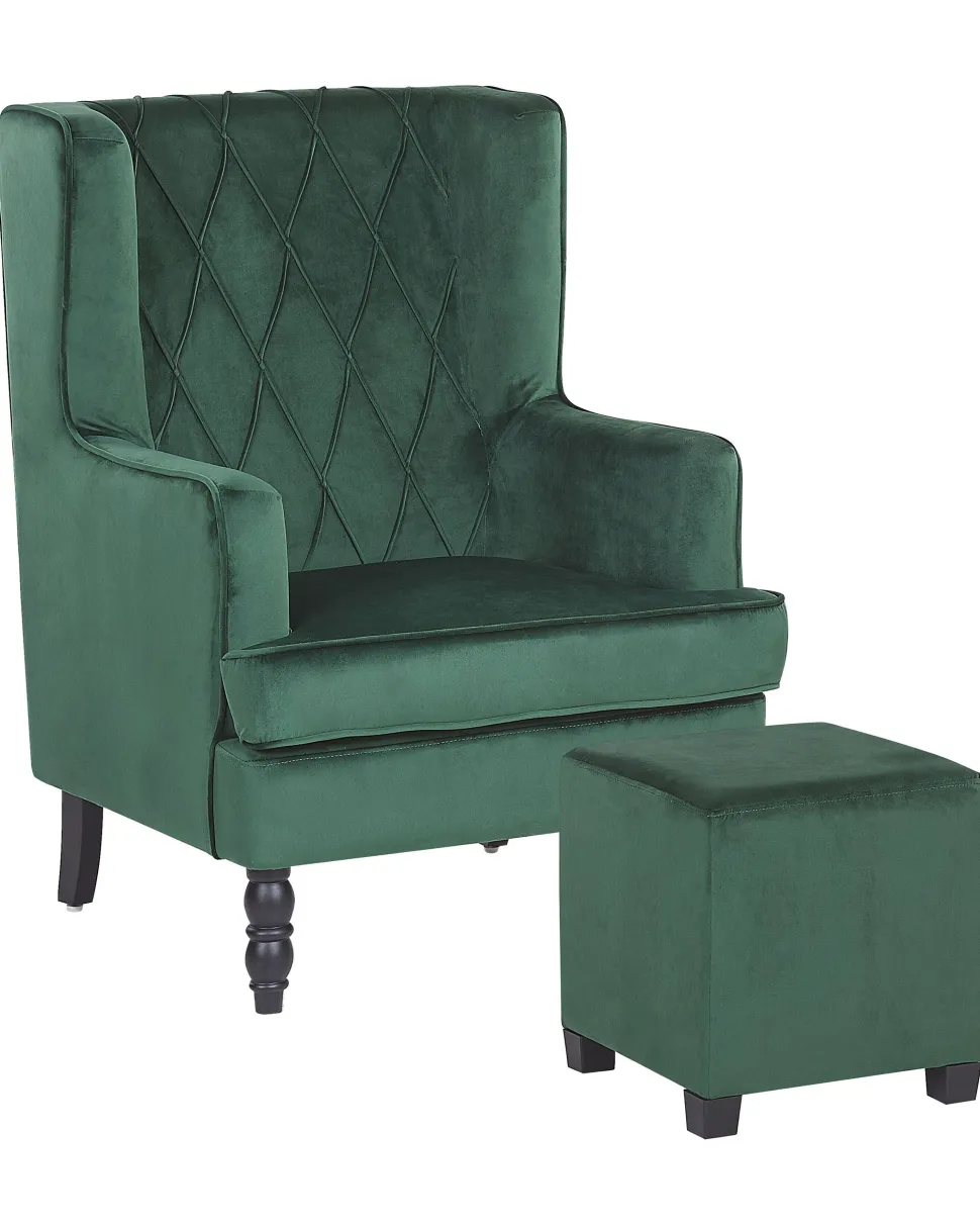 Sessel Samtstoff Grun Plus Hocker Sandset