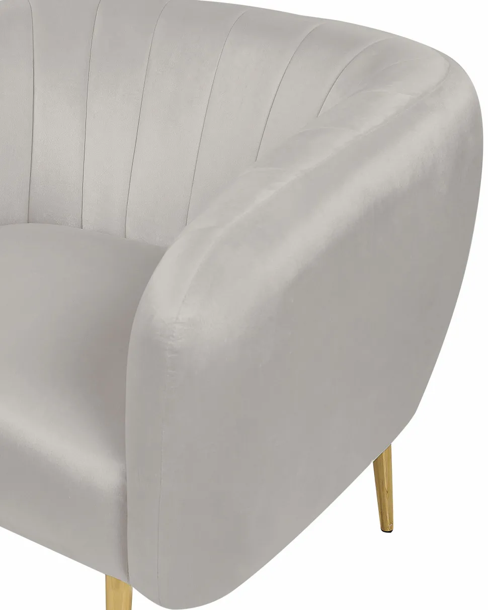 Sessel Samtstoff Hellgrau Mit Goldenen Beinen Laconia