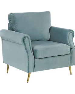 Sessel Samtstoff Mintgrun / Gold Retro-Design Vietas