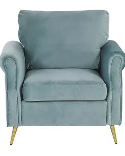 Sessel Samtstoff Mintgrun / Gold Retro-Design Vietas