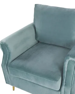 Sessel Samtstoff Mintgrun / Gold Retro-Design Vietas