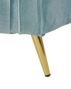Sessel Samtstoff Mintgrun / Gold Retro-Design Vietas