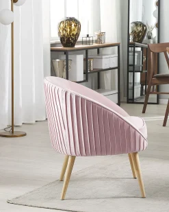 Sessel Samtstoff Pastellrosa Mit Holzbeinen Tromso
