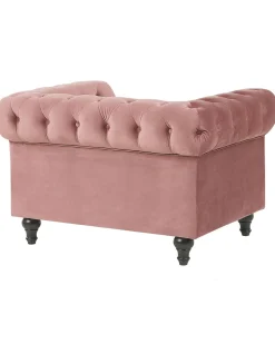 Sessel Samtstoff Rosa Rautenmuster Chesterfield