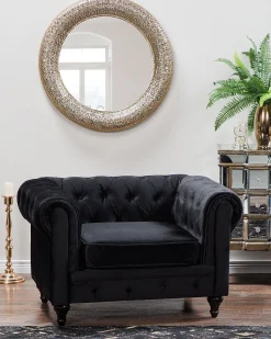 Sessel Samtstoff Schwarz Chesterfield