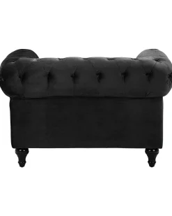 Sessel Samtstoff Schwarz Chesterfield