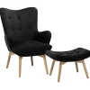 Sessel Samtstoff Schwarz Plus Hocker Vejle