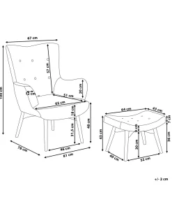 Sessel Samtstoff Schwarz Plus Hocker Vejle