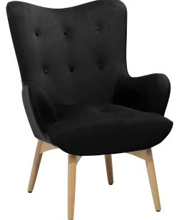 Sessel Samtstoff Schwarz Plus Hocker Vejle