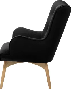 Sessel Samtstoff Schwarz Plus Hocker Vejle