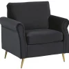 Sessel Samtstoff Schwarz / Gold Retro-Design Vietas