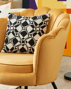 Sessel Samtstoff Senfgelb / Schwarz Muscheldesign Lovikka