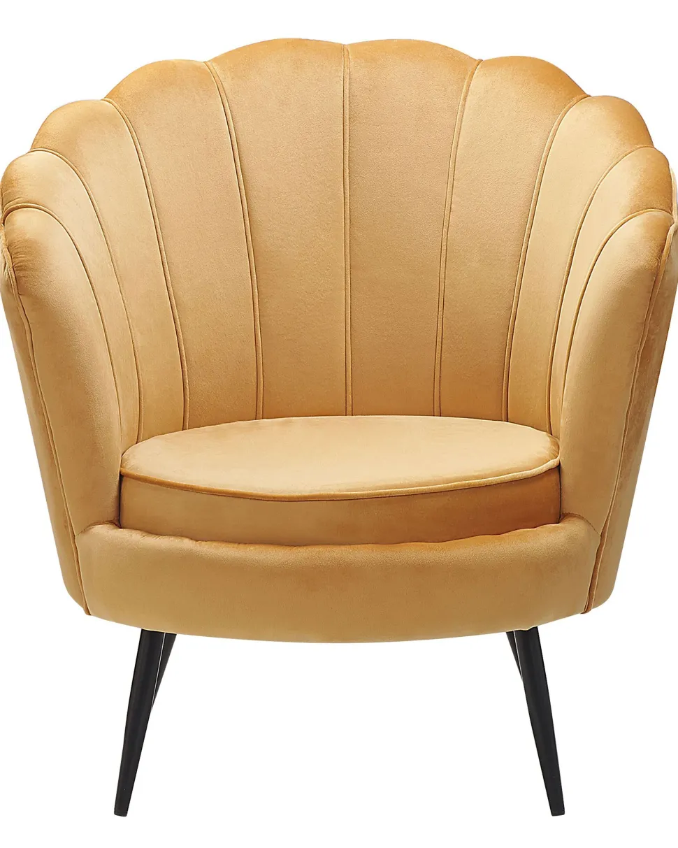 Sessel Samtstoff Senfgelb / Schwarz Muscheldesign Lovikka