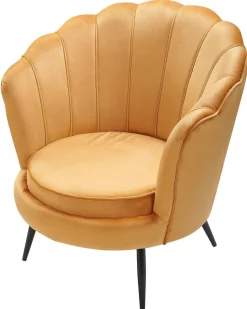 Sessel Samtstoff Senfgelb / Schwarz Muscheldesign Lovikka