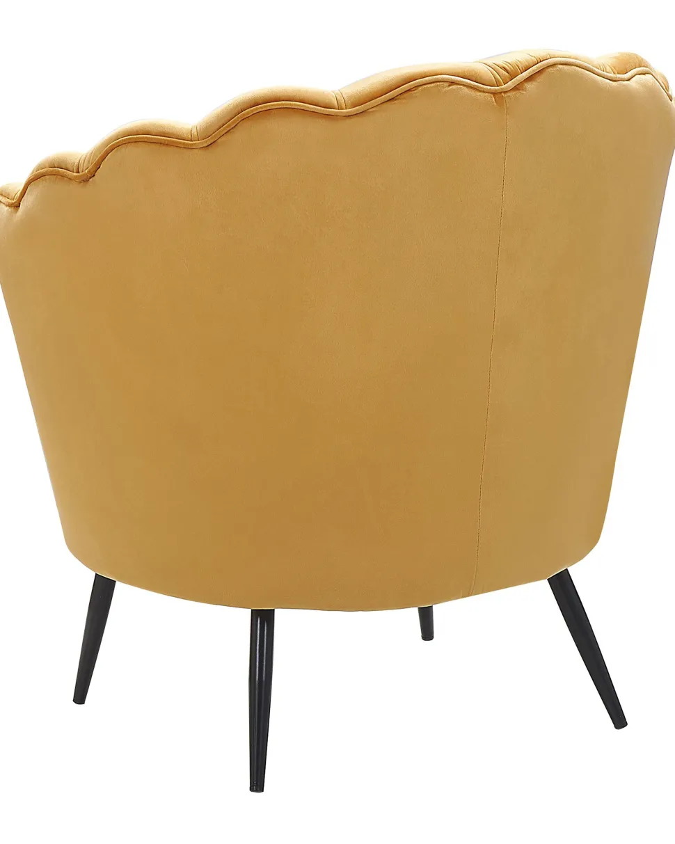 Sessel Samtstoff Senfgelb / Schwarz Muscheldesign Lovikka