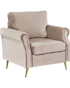 Sessel Samtstoff Taupe / Gold Retro-Design Vietas