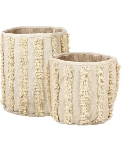 Set Aus 2 Baumwollkorbe Beige Kakki