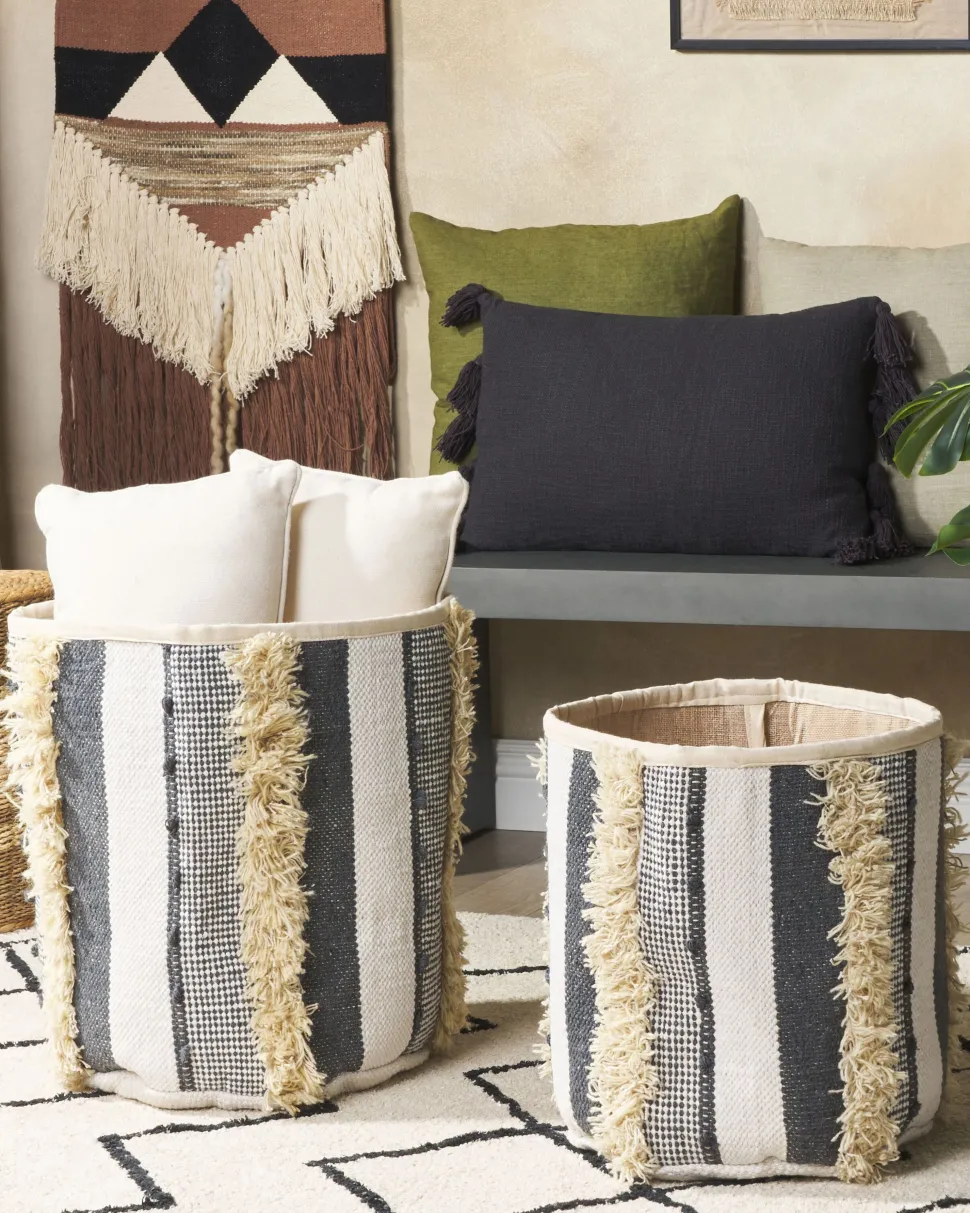 Set Aus 2 Baumwollkorbe Beige/Grau Kotkai