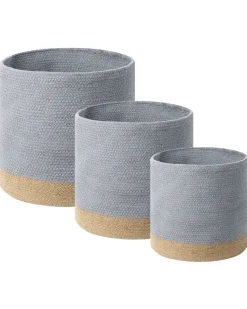Set Aus 3 Baumwollkorbe Grau Und Beige Basima
