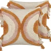 Set Of 2 Tufted Cotton Cushions With Tassels 45 X 45 Cm Multicolour Lablab