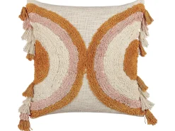 Set Of 2 Tufted Cotton Cushions With Tassels 45 X 45 Cm Multicolour Lablab