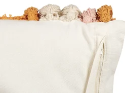 Set Of 2 Tufted Cotton Cushions With Tassels 45 X 45 Cm Multicolour Lablab