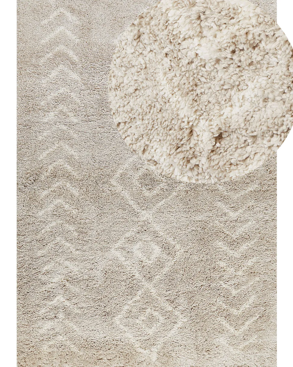 Shaggy Area Rug 160 X 230 Cm Light Beige Kapan